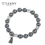 [TANDY] Premium Terahertz Bracelet For women TH818 – High-Quality Gemstones, Onyx, Terahertz & Silver Design - Made in Korea